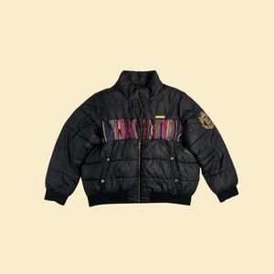 COOGI 2000s puffer jacket, size 2X vintage Y2K womens black & knit zip up jacket